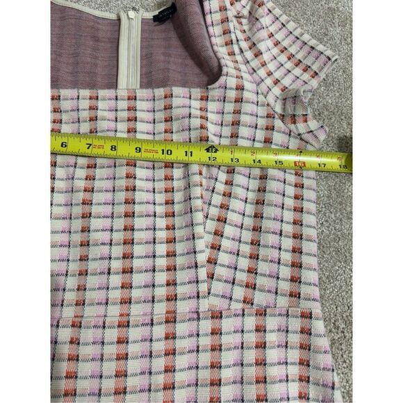 ANN TAYLOR Madras Plaid Puff Short Sleeve Flare Dress Pink Plaid Size 10 - Picture 7 of 9